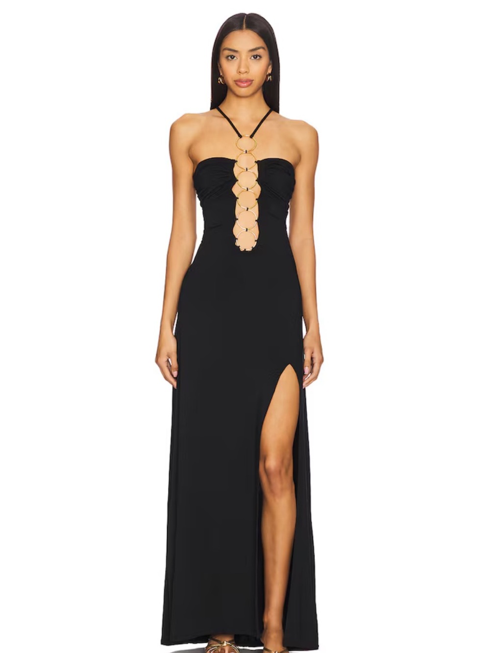 NWT Inner Circle Halter Long Dress in Black
Luli Fama